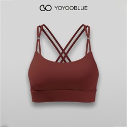 Yoyooblue Thin Strap Cross Back Sports Bra for Women Breathable Yoga Running Fitness Sports Bra