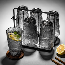 Glacier-Patterned Glass Cup Set for Home Use in the Living Room, Suitable for Drinking Water, Making Tea, High-End Coffee and Beer, with a High Aesthetic Appeal