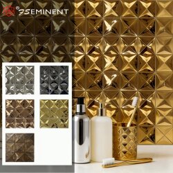 Diamond-Shaped Metal Mosaic Wall Stickers for Club Ktv Lobby High-End Bathroom Luxury Background Wall Tiles