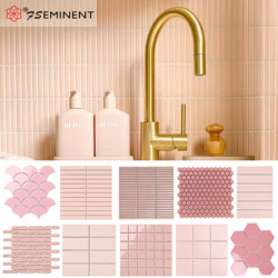 Ceramic Mosaic Pink Series Small Tiles for Bathroom, Kitchen, and Balcony Wall Decoration, Personalized and Wear-Resistant Decoration