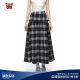 KBLC25 spring and summer retro spliced ​​plaid lotus leaf mid-length skirt fairy looking tall and slim half-body long skirt for women