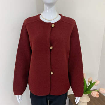 
Autumn short woolen red coat for middle-aged and elderly mothers