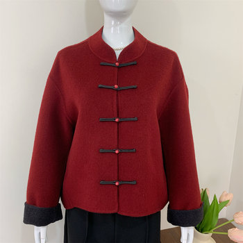
Mother's autumn and winter short national style wool coat