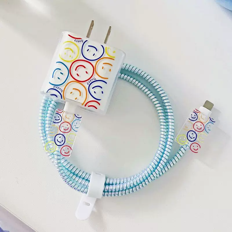 Blue Charger Protector Cable Organiser for iPhone Adapter 18W 20W