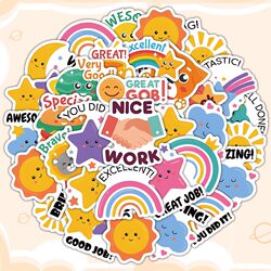 Children's Reward Stickers Encourage Kids with Inspirational Text, Personalized Colorful Graffiti, Special Stickers for Kindergarten Teachers, Waterproof