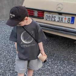 Children's Clothing Boys' Short-Sleeved T-Shirt Summer 2026 New Style Kidsren's Pure Cotton Clothes Boys' Cool and Stylish Half-Sleeved Top
