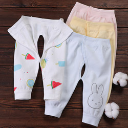 0-1 Year Old Baby Pure Cotton Pants Newborn Boys and Girls Magic Tape Open-Crotch Autumn Pants A-Class Seamless Close-Fitting Leggings