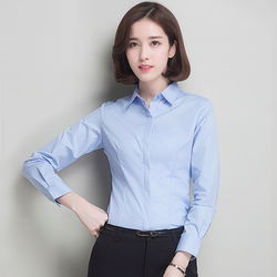Spring Workplace Blue Shirt Women's Professional Long-Sleeved Shirt Business Work Formal Wear Work Ladies' Workwear Shirt Women
