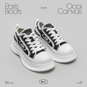 
Ocai Paris Boots Classic White Thick Sole Heightening Canvas Shoes National Fashion Contrast Retro Casual Shoes