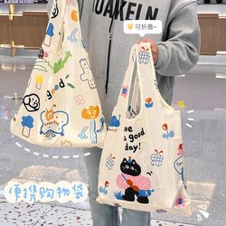 Cute Cartoon Shopping Bag, Foldable, Large Capacity, Eco-Friendly Bag, Portable, Sturdy and Durable, Supermarket Grocery Bag, Tote Bag