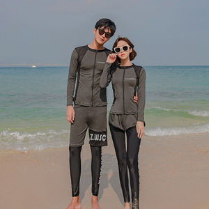 
Couple diving suits for women quick-drying swimsuits for women split long sleeves sun protection men large size fat mm snorkeling surfing swimming suit