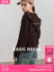 Basic House/Baijiahao Maillard V-neck contrasting sweater for women 2025 winter lazy wool knitted sweater