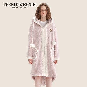 
TeenieWeenie Bear Arctic Velvet Pajamas Women's Autumn and Winter New Home Clothes Thickened Hooded Warm Suit