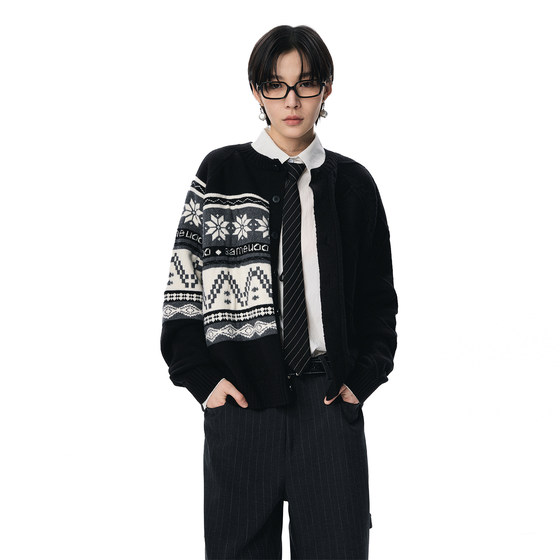 
sameuoo Free Range Culture Helsinki Diary Fair Isle Jacquard Sweater Cardigan Jacket Spring and Autumn