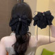 Starry sky full of stars and broken diamonds black bow half-tied hair clip 2025 new high-end high-end hair clip for women
