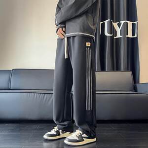 Casual sports pants men's casual long pants Korean style trendy autumn and winter loose wide-leg ties trousers fashion brand ins
