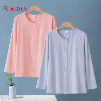 
Middle-aged and elderly pure cotton cardigan for female mother thin long sleeves