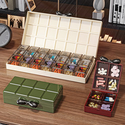 Portable Medicine Box for Dispensing Medicines, with Reminders for Three Meals a Day, Seven Days a Week, and a Mini Sealed Storage Box for Health Care Medicines