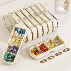 Portable Medicine Dispensing Box, Portable Medication Reminder Box for Three Meals a Day, Large-Capacity Medicine Dispenser for Seven Days a Week