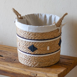 Oakliving French-Style Handmade Woven Storage Basket Dirty Clothes Hamper Straw Basket Clothes and Miscellaneous Items Storage Basket