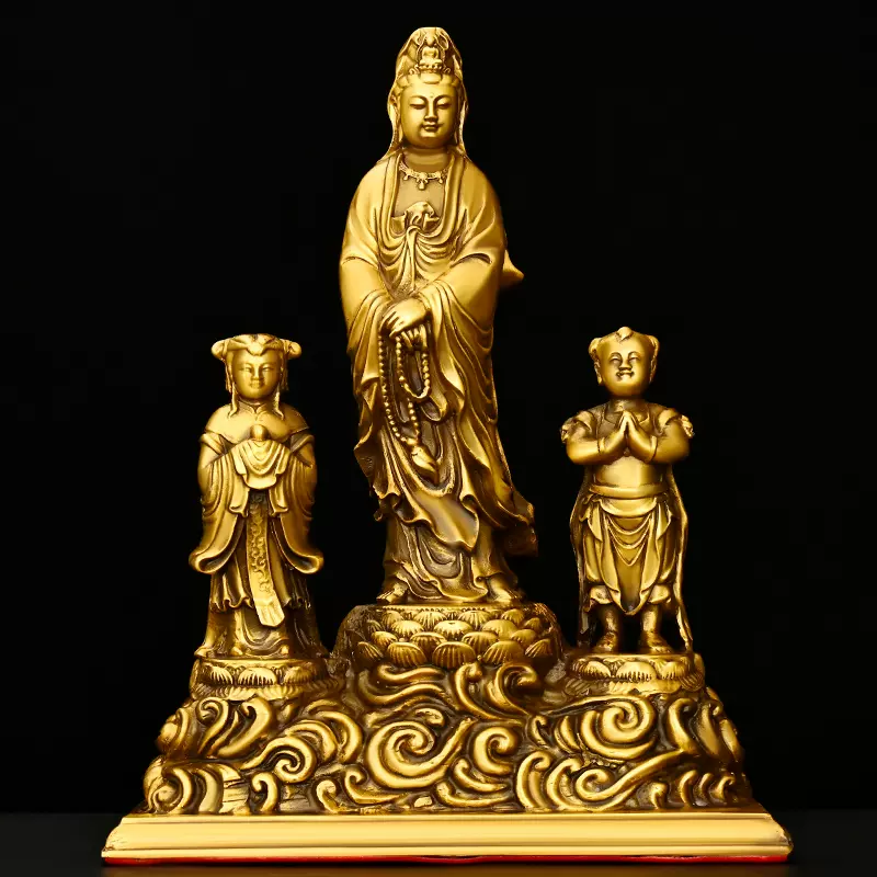 仏教美術 仏像 金童玉女観世音菩薩仏像 小仏像 銅製 銅器 仏教美術 仏像 金童玉女観世音菩薩仏像 小仏像 銅製 銅器 美術品