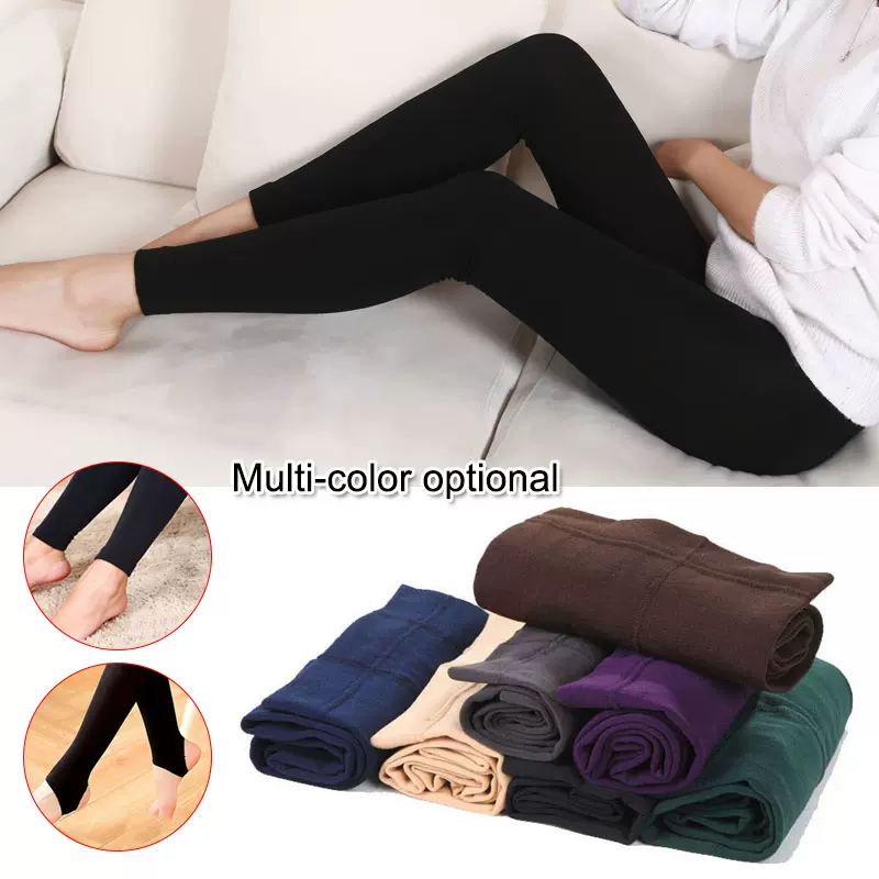 Autumn winter woman thick warm leggings candy color brushed-Taobao