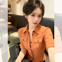 Retro Lapel Slim-Fit Short-Sleeve Shirt for Women 2026 New Spring Fashion Unique and Beautiful Early Spring Top