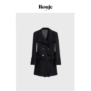 
[Ready Stock] Rouje Life ranran same style black slim woolen jacket thickened woolen coat for women