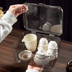 Tea set storage box with lid dustproof transparent tea table table top