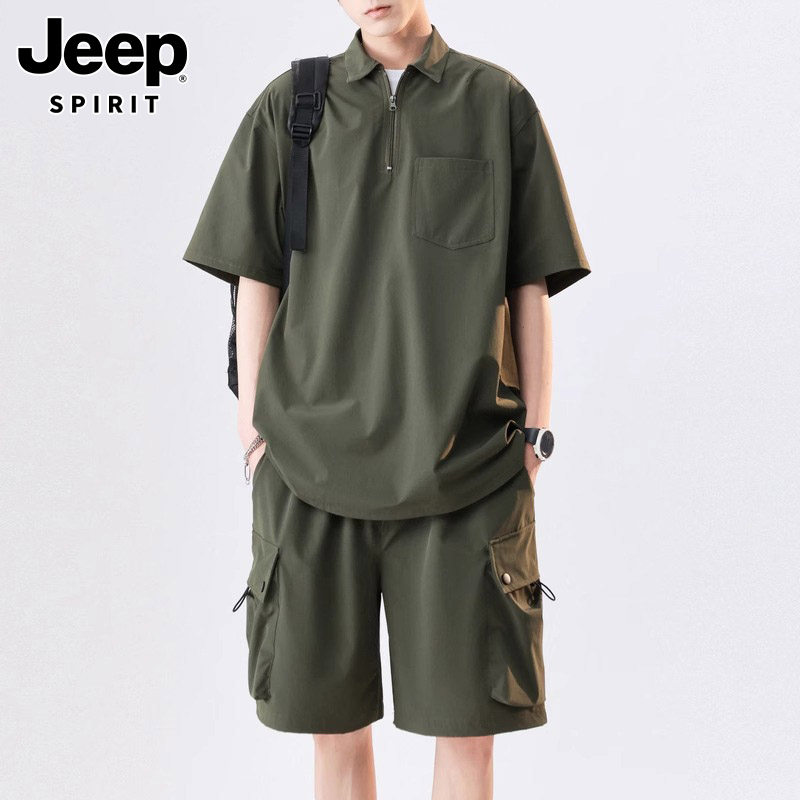 Спортивный костюм Jeep Spirit — мужская летняя рубашка-поло из ледяного шелка, шорты с короткими рукавами, комплект из двух предметов для мальчиков