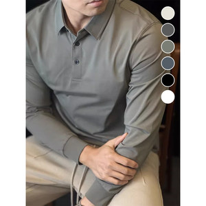 Jiansu Design260g Solona Polo shirt men's long-sleeved T-shirt casual tops without ironing and anti-wrinkle foundation autumn and winter
