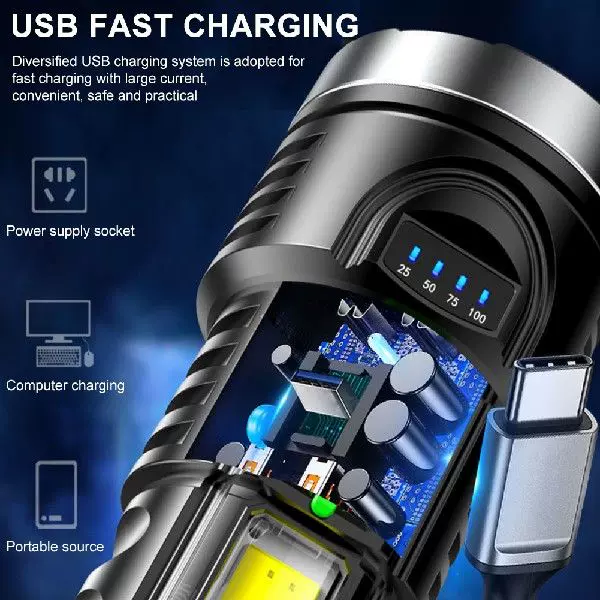 Portable Flashlight Fishing USB Rechargeable LED Work Light-Taobao