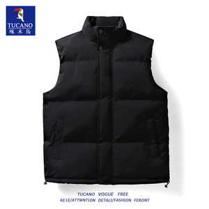 
Woodpecker American simple solid color vest cotton jacket men's outer vest versatile casual autumn and winter couple warm jacket