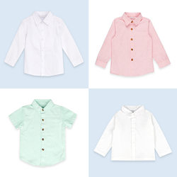 Children's Shirts for Spring and Summer, Boys' Shirts, Pure Cotton, Korean Style, for Young Children, Girls' Base Shirts, Elementary School Students' Performance Costumes
