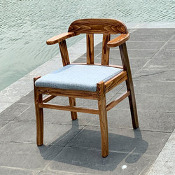 Solid Wood Armrest Chair Chinese Restaurant Table and Chair Coffee Shop Living Room Mahjong Desk Leisure Chair Home Dining Chair