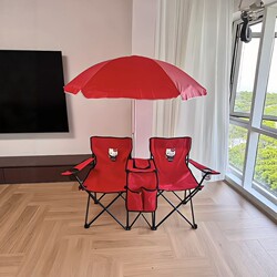 Cute Kitten Picnic Chair Summer Outdoor Picnic Barbecue Double Beach Chair Portable Foldable Sunshade Canopy