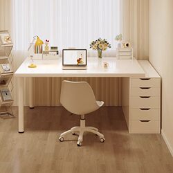 Double Desk, Home Desktop Computer Desk, Simple Modern Student Writing Desk, Bedroom Cream Style Simple Office Desk
