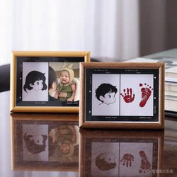 Baby Hair Photo Frame DIY LAOSHU Baby's One-Month-Old and 100-Day-Old Photo Hand and Foot Print Souvenir Collection Display Stand