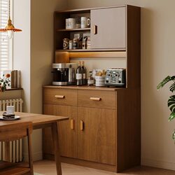 Sideboard Modern Minimalist Living Room Cabinet Storage Cabinet Home Wall-Mounted Integrated Imitation Solid Wood Dining Room Wine Cabinet Storage Cabinet
