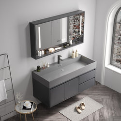 Ocean Basin Bathroom Cabinet Nano Rock Integrated Basin Smart Solid Wood Washbasin Cabinet Washbasin Bathroom Vanity