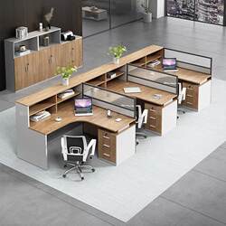 Simple Modern Staff Workstations with Six-Person Screen Partitions, Cross Partitions, Staff Office Desk and Chair Combinations, Four-Person Furniture