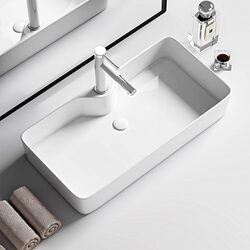 Large Size Balcony Countertop Washbasin Bathroom Ceramic Washbasin Square Round Single Basin for Home Use