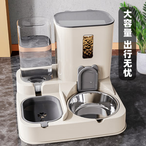 
Cat bowl, dog bowl, cat food bowl, cat food automatic feeder, water dispenser, pet stainless steel drinking water double bowl