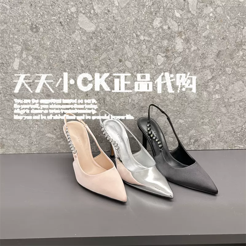 CHARLES&KEITH春夏女鞋CK1-60280377时尚链条尖头高跟凉鞋女-Taobao 