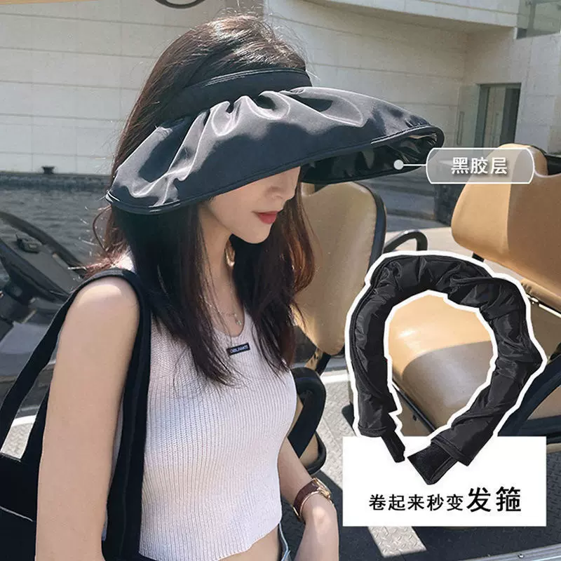 sailner旗舰店:9.9元! mikibobo遮脸防晒防紫外线太阳帽无顶帽大帽檐贝壳帽显脸小可折叠-1