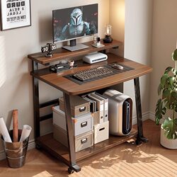 Small Computer Desk for Small Apartments, Mini Mobile Desk for Home Use, Simple Three-Layer Desktop Computer Desk for Bedroom Single Person Use