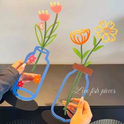 Simulated Colorful Printed Vase 2D Ornament for Living Room Background Wall Silhouette, Entryway, Niche Creative Desktop Decoration Ornament