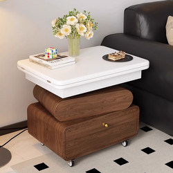 Adjustable Height Coffee Table, Foldable Mobile Cart, Solid Wood Tea Table, Multifunctional Sofa Side Table for Small Living Rooms, Dual-Use Coffee Table