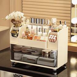 Cosmetics Storage Box, Desktop High-End Skin Care Products, Lipstick and Perfume Compartment Organizer, Dressing Table Storage Shelf
