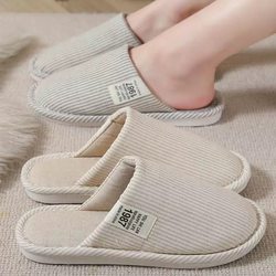 2026 New Spring and Summer All-Season Linen Slippers for Men and Women, Home Use, Non-Slip, Sweat-Absorbent, Breathable Indoor Couple Cotton Slippers